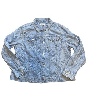 Croft & Barrow all over palm printed on lightweight denim size XXL button close.